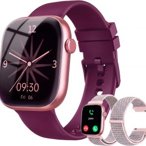 Smart Watch for Women, Bluetooth Answer/Make Calls, 1.83"HD Screen, 2 Bands
